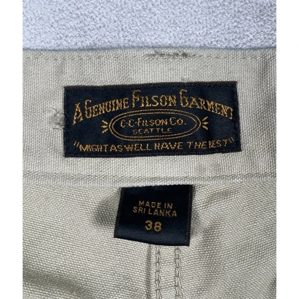Filson Mens Size 38 Canvas Utility Chino Shorts Button Fly Suspender Buttons